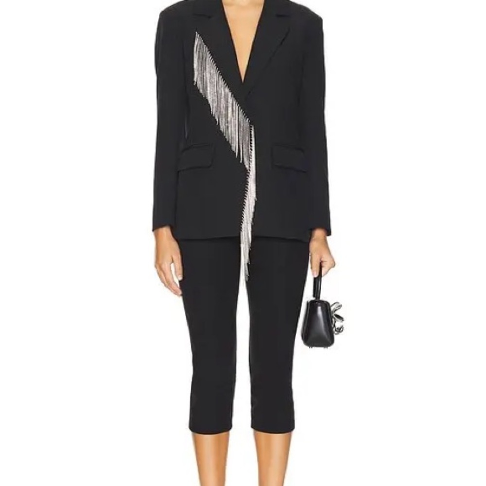 Steve Madden Black Blazer with Rhonestone Fringe